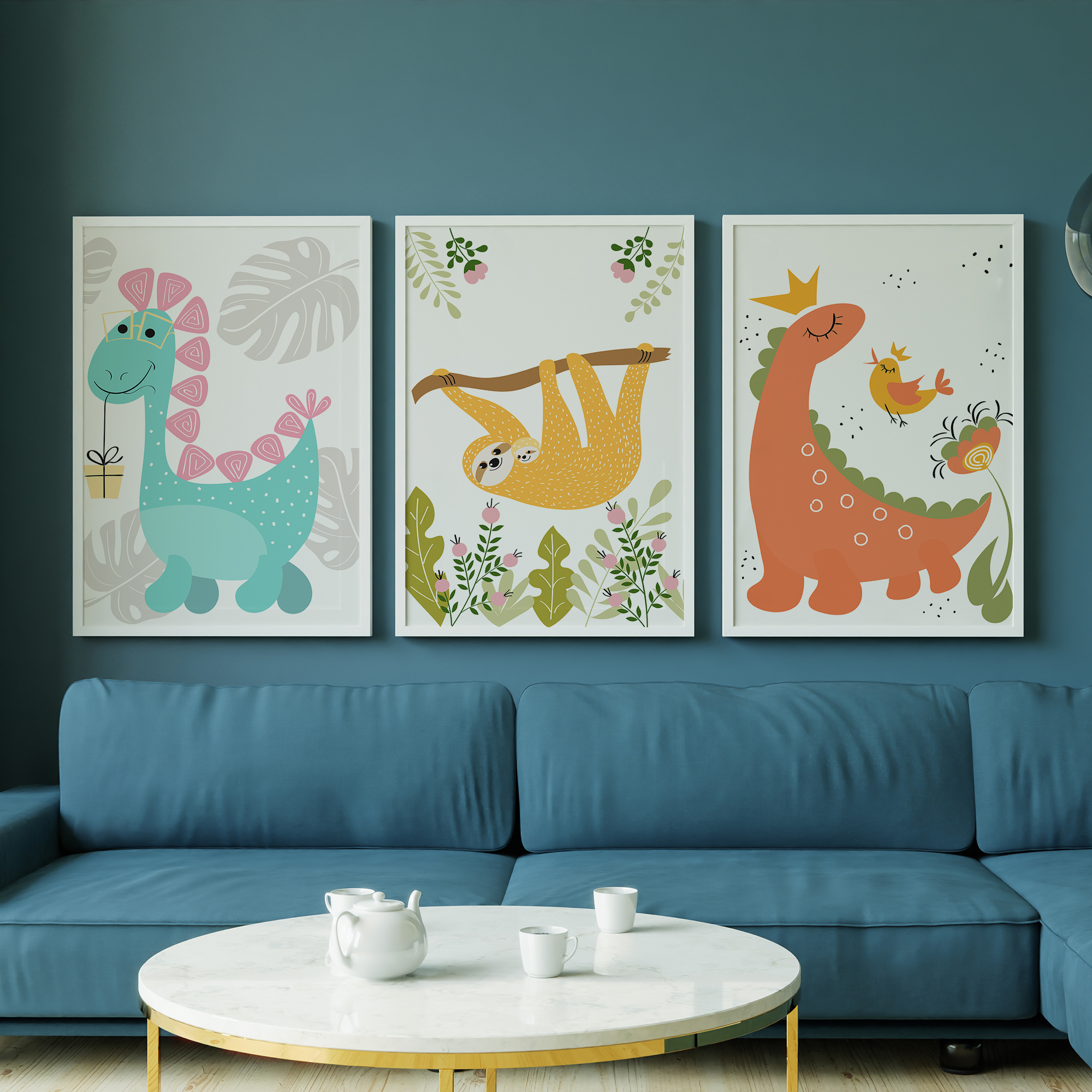 Poster Frame in living room Psd Mockup