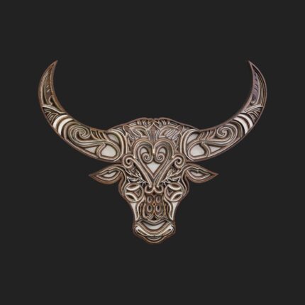 Bull Head Mandala Art Decor by laser artist studio
