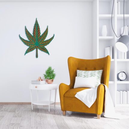 Sativa leaf multilayer wall art by laser artist studio