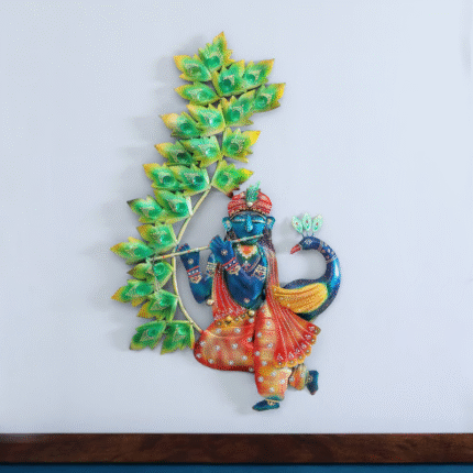 Decorative Peacok Krishna Tree Multicolour Iron Wall Art by decorum