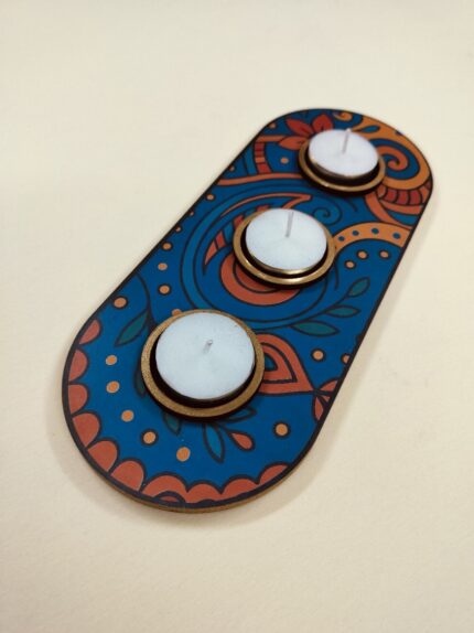 a printed wooden tealight candle holder diya holder by kraftyify