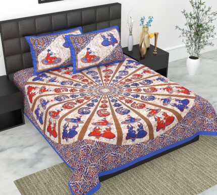 Double  bedsheet (1+2) by jaipur to homes