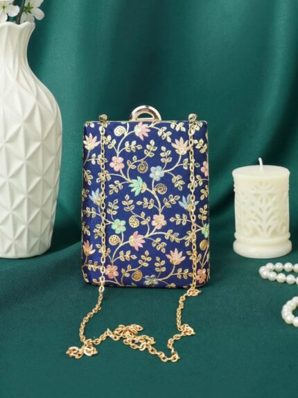 Designer Clutch with Machine Embroidery Fabric by Alluriefy neeraj k
