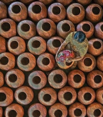 THE DIGITAL PAINTING A WOMEN WITH TERRACOTTA POT BY SAILORSBOW