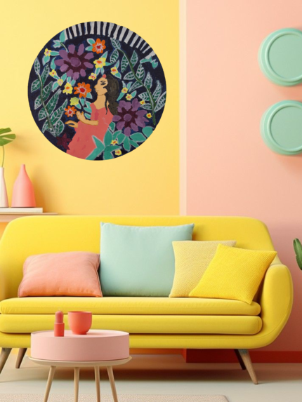 a woman surrounded by lush foliage and flowers acrylic painting by sailorsbow